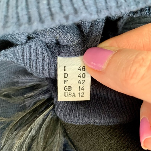 Cédric Charlier Two Tone Runway Sweater with Feather Trim Size 12 - Picture 13 of 14